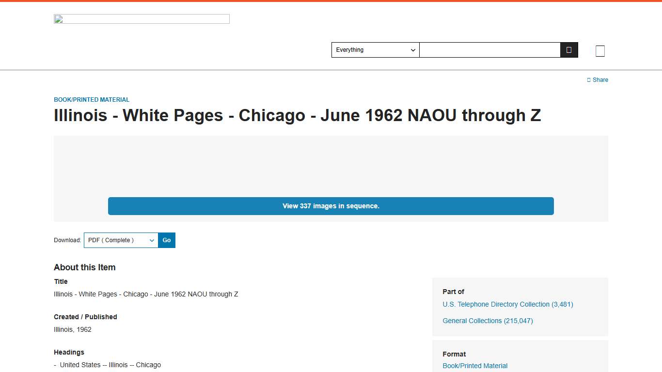 Illinois - White Pages - Chicago - June 1962 NAOU through Z Library of Congress
